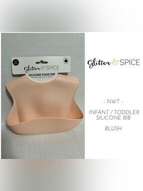 🆕GLITTER & SPICE - NWT - BLUSH SILICONE BIB